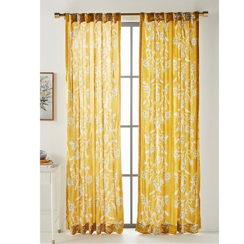 Anthropologie Rich velvet floral drapery